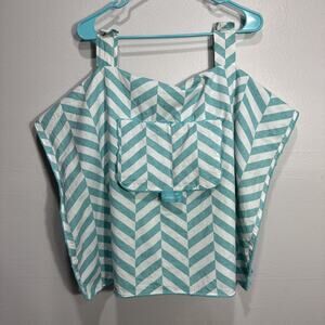 Baby Carseat Canopy Nursing Cover Blanket Minky Fabric Teal Whites Stripe Unisex